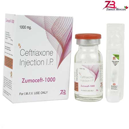 Product Name: Zumoceft 1000, Compositions of Zumoceft 1000 are Ceftriaxone Injection I.P. - Zumax Biocare