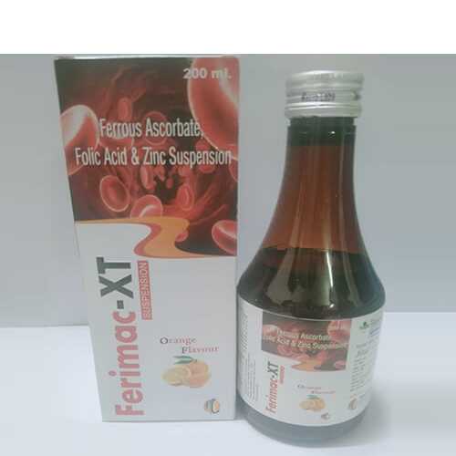 Product Name: Ferimac XT, Compositions of Ferimac XT are Ferrous Ascorbate,Folic Acid & Zinc Suspension - Macro Labs Pvt Ltd