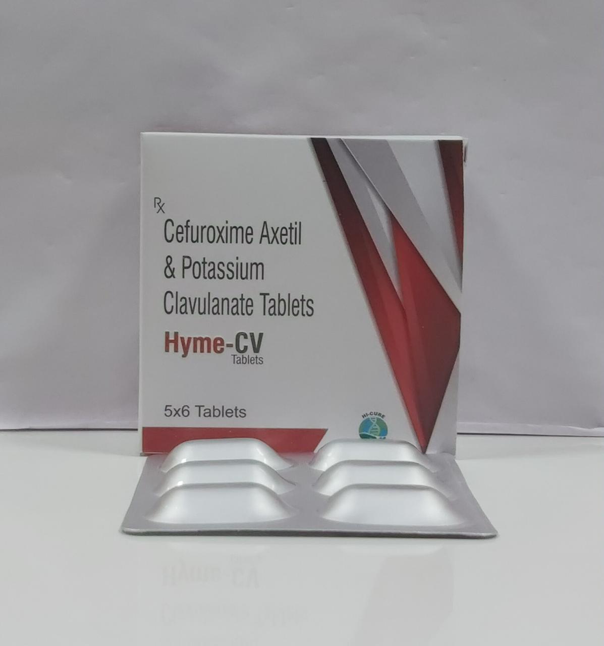 Product Name: HYME CV, Compositions of HYME CV are CEFUROXIME AXETIL 500 MG+CLAVANIC ACID - Reomax Care