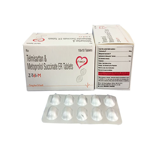 Product Name: Z Tel M, Compositions of Z Tel M are Telmisartan & Metoprolol Succinate  ER Tablets - Arlak Biotech
