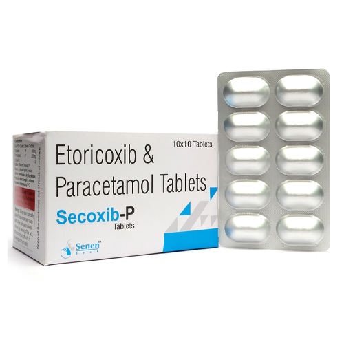 Product Name: SecoxibP, Compositions of SecoxibP are Etoricoxib & Paracetamol Tablets - Senen Biotech