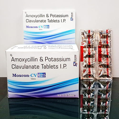 Product Name: Moxon CV 625, Compositions of Moxon CV 625 are Amoxicyllin &  Potassium Clavunate Tablets IP - Sycon Healthcare Private Limited