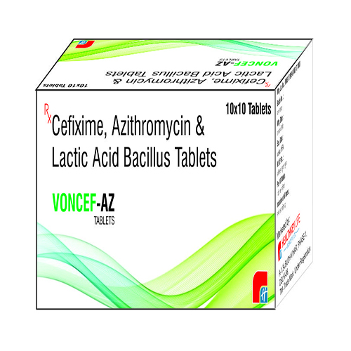 Product Name: Voncef AZ, Compositions of Voncef AZ are Cefixime, Azithromycin & Lactic Acid Bacillus Tablets - Healthkey Life Science Private Limited