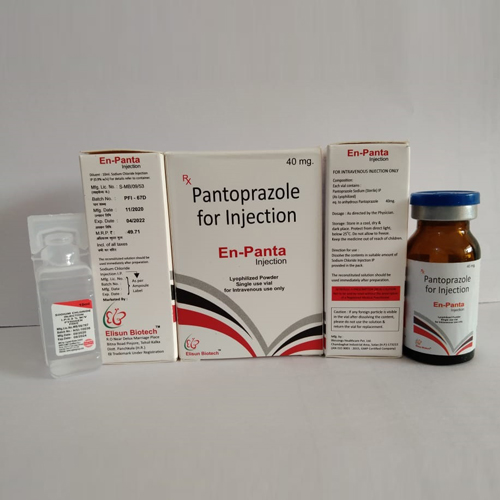 Product Name: En panta, Compositions of En panta are Pantoprazole For Injection - Elisun Biotech