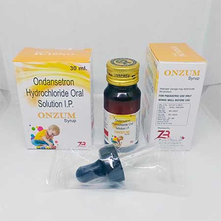 Product Name: Onzum, Compositions of Ondansetron Hydrochloride Oral Solution I.P. are Ondansetron Hydrochloride Oral Solution I.P. - Zumax Biocare