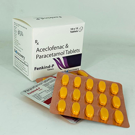 Product Name: Fenkind P, Compositions of Fenkind P are Aceclofenac & Paracetamol Tablets - Biodiscovery Lifesciences Pvt Ltd