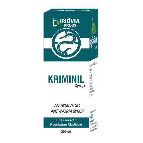 Product Name: Kriminal, Compositions of Kriminal are An Ayurvedic Anti-Worm Syrup - Innovia Drugs