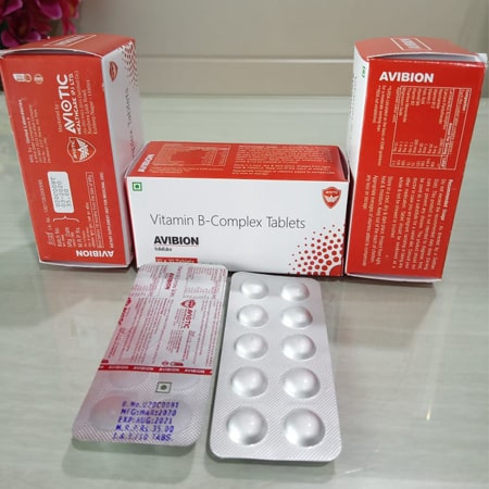 Product Name: Avibion, Compositions of Avibion are Vitamin B-Complex Tablets - Aviotic Healthcare Pvt. Ltd