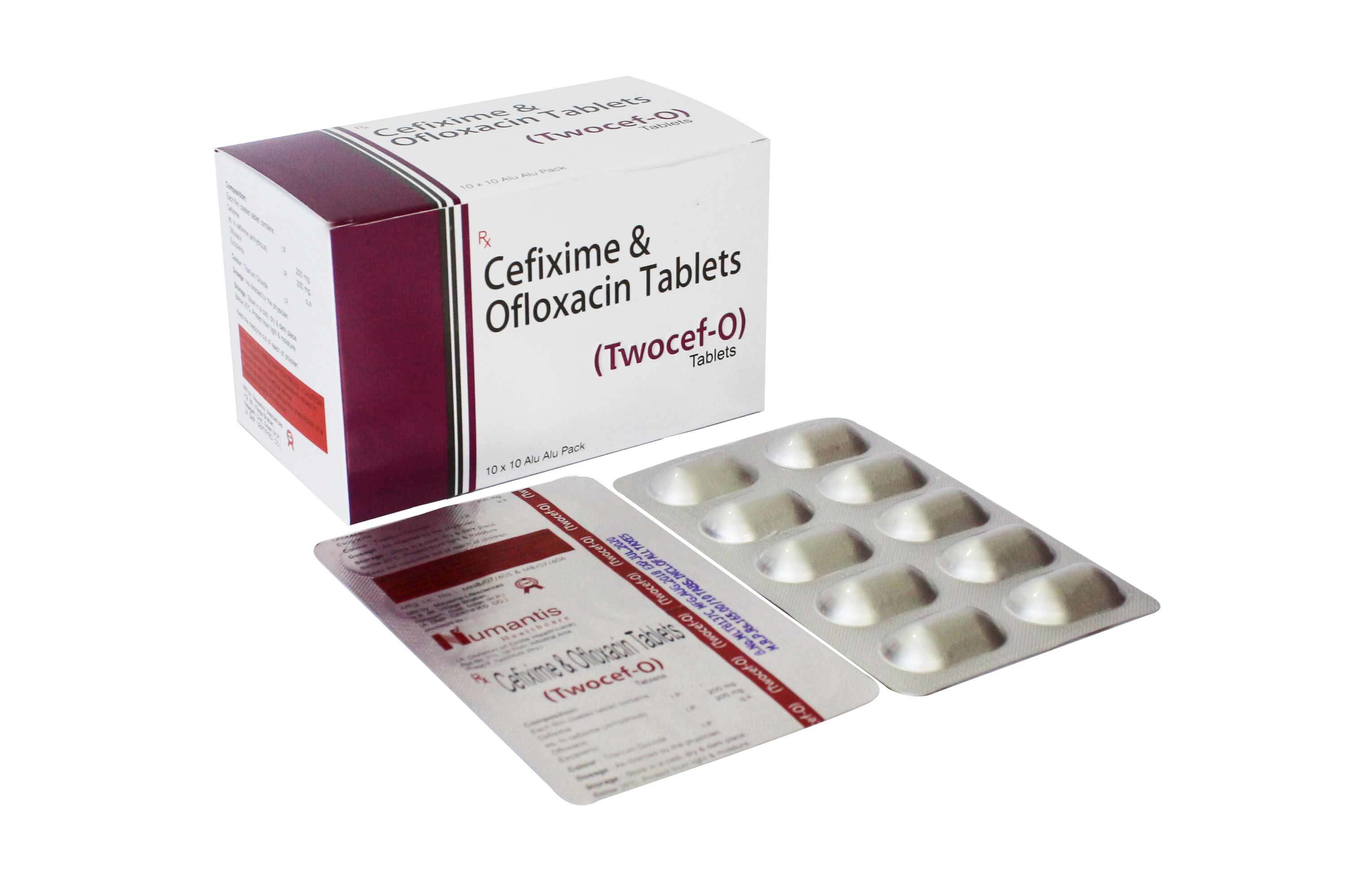 Product Name: Twocef O, Compositions of Twocef O are Cefixime & Oflaxain Tablets - Numantis Healthcare