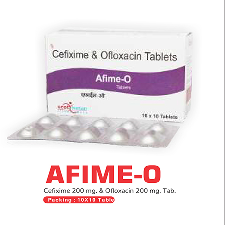 Product Name: Afime O, Compositions of Afime O are Cefixime & Ofloxacin Tablets - Scothuman Lifesciences