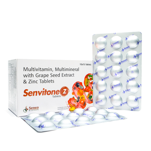 Product Name: Senvitone Z, Compositions of Senvitone Z are Multivitamin, Multimineral with Grape Seed Extract & Zinc Tablets - Senen Biotech