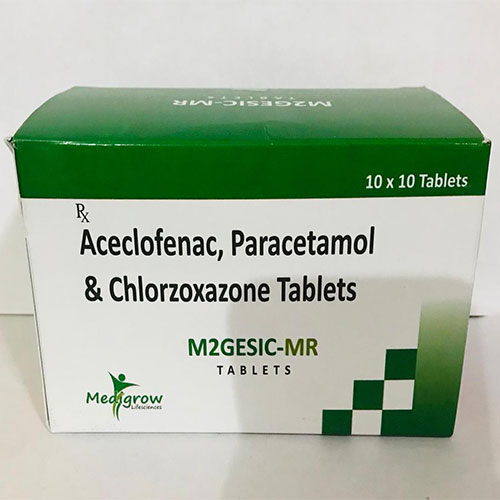 Product Name: M2gesic MR, Compositions of M2gesic MR are Aceclofenac , Paracetamol & Chlorzoxazone - MediGrow Lifesciences