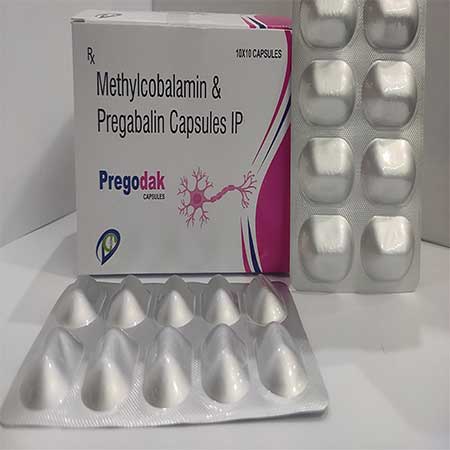 Product Name: Pregodak, Compositions of Pregodak are  Methylcobalamin & Pregabalin Capsules IP - Dakgaur Healthcare
