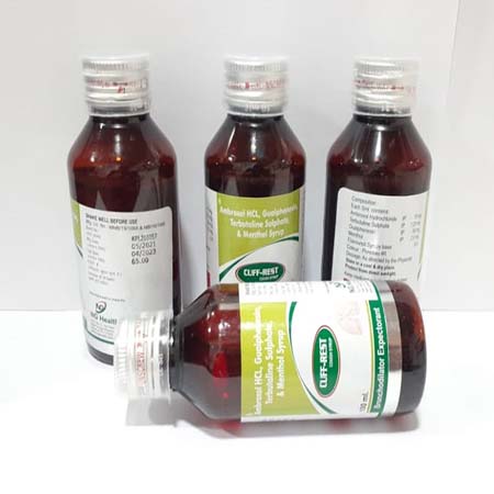 Product Name: CUFF REST, Compositions of CUFF REST are Ambroxol HCL, Terbutaline Sulphate Guaiphensin & Menthol Syrup - NG Healthcare Pvt Ltd