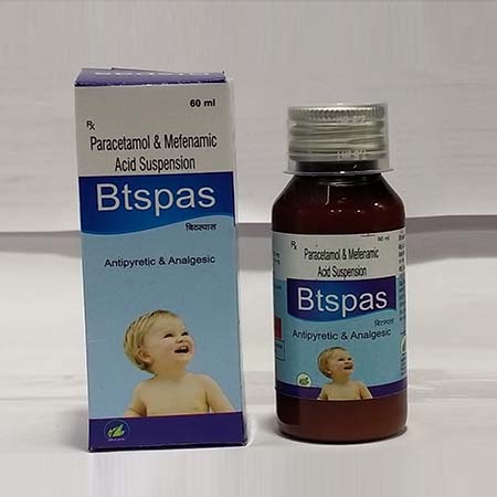 Product Name: Btspas, Compositions of Btspas are Paracetamol & Mefenamic Acid Suspension - Biotanic Pharmaceuticals