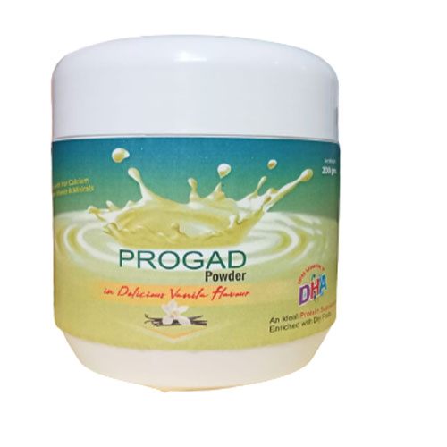 Product Name: Progad vanila flavour, Compositions of Progad vanila flavour are PROTEIN POWDER DHA - Gadin Pharmaceuticals Pvt. Ltd