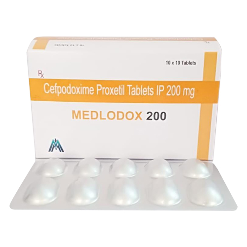 Product Name: MEDLODOX 200, Compositions of MEDLODOX 200 are Cefpodoxime Proxetil Tablets IP 200 mg - Medlo Biotech