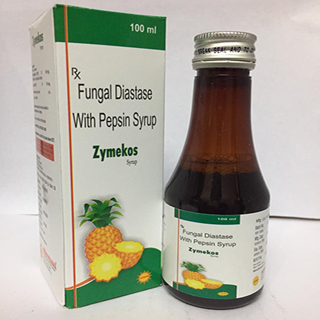 Product Name: ZYMEKOS, Compositions of ZYMEKOS are Fungal Diastate with Pepsin Syrup - Apikos Pharma