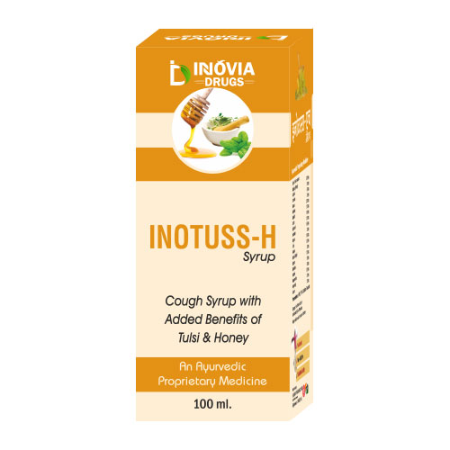 Product Name: Inotuss H, Compositions of Inotuss H are Cough syrup with Additional Benifits of Tulsi & Honey - Innovia Drugs