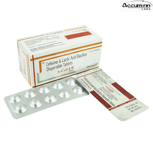 Product Name: A Cef LB, Compositions of A Cef LB are Cefixime & Lactic Acid Bacillus Dispersable Tablets - Accuminn Labs