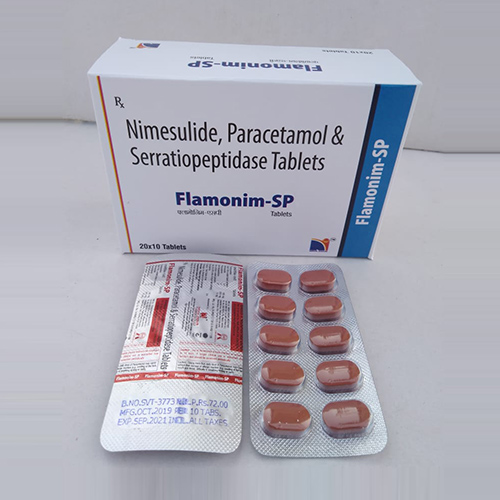 Product Name: Flamonim SP, Compositions of Flamonim SP are Nimesulide,Paracetamol & Serratiopeptidase Tablets - Nova Indus Pharmaceuticals