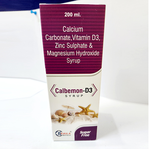 Product Name: Calbemon D3, Compositions of Calbemon D3 are Calcium Carbonate,Vitamin D3,Zinc Sulphate and Magnesium Hydroxide Syrup - Bkyula Biotech