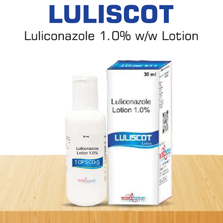 Product Name: Luliscot, Compositions of Luliscot are Luliconazole 1.0% w/w Lotion - Scothuman Lifesciences