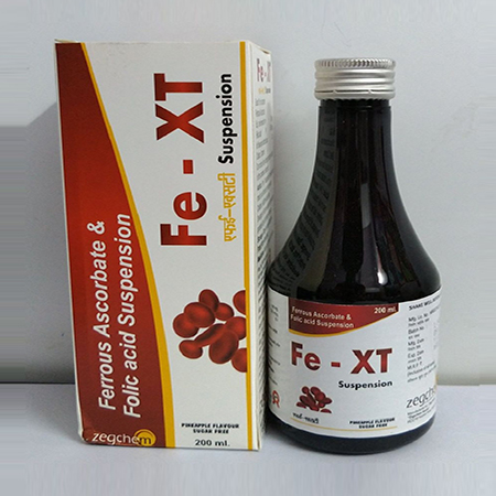 Product Name: Fe Xt, Compositions of Fe Xt are Ferrous Ascorbate & Folic Acid Suspension - Zegchem