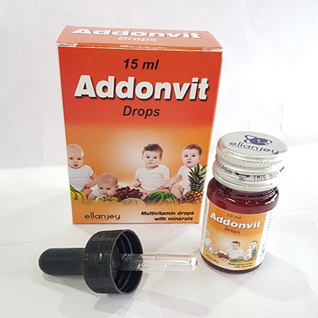 Product Name: Addonvit, Compositions of Addonvit are Multivitamin drops with Minerals - Ellanjey Lifesciences