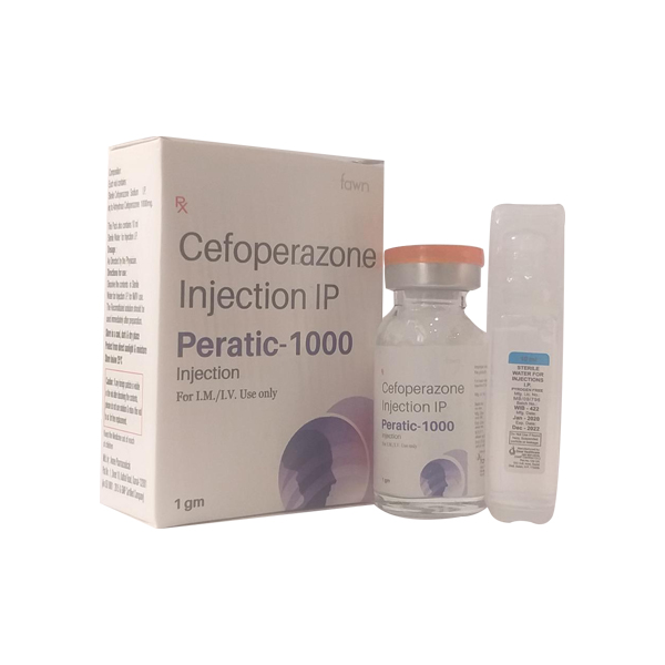 Product Name: PERATIC 1000, Compositions of PERATIC 1000 are Cefoperazone 1gm - Fawn Incorporation