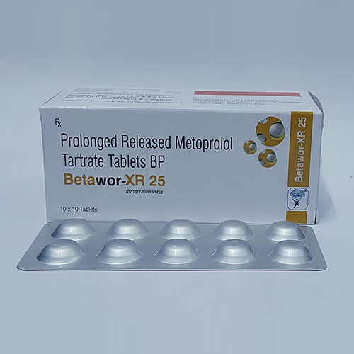 Product Name: Betawor XR 25, Compositions of Betawor XR 25 are Prolonged Release Metoprolol Tartrate Tablets BP - WHC World Healthcare