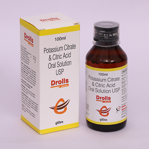 Product Name: DROLIS, Compositions of DROLIS are Potassium Citrate & Citric Acid Oral Suspension USP - Biomax Biotechnics Pvt. Ltd