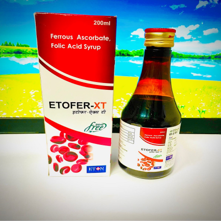 Product Name: Etofer XT, Compositions of Etofer XT are Ferrous Ascorbate & Folic Acid Syrup - Eton Biotech Private Limited