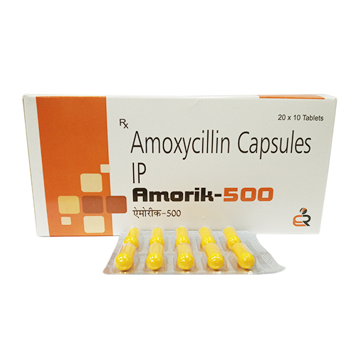 Product Name: Amorik 500, Compositions of Amorik 500 are Amoxycillin Capsules IP - Erika Remedies
