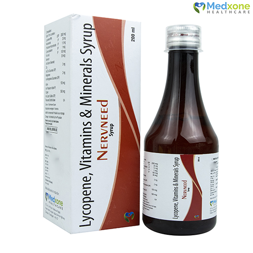 Product Name: NERVNEED, Compositions of Lycopene, Vitamins & Minerals Syrup are Lycopene, Vitamins & Minerals Syrup - Medxone Healthcare