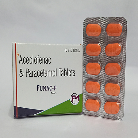 Product Name: Funac P, Compositions of Funac P are Aceclofenac & Paracetamol Tablets  - Meridiem Healthcare