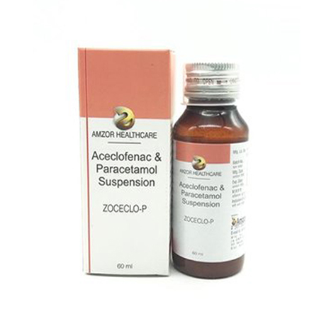 Product Name: Zoceclo P, Compositions of Zoceclo P are Aceclofenac & Paracetamol Suspension - Amzor Healthcare Pvt. Ltd