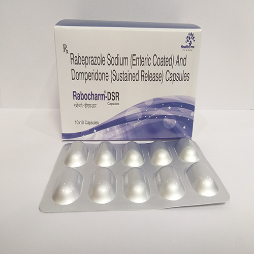 Product Name: Rabocharm DSR, Compositions of Rabocharm DSR are Rabeprazole Sodium (EC)  &  Domperidone (SR) Capsules - Healthtree Pharma (India) Private Limited