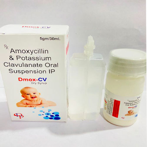 Product Name: Dmox CV, Compositions of Dmox CV are Amoxicillin and Potassium Clavulanate Oral Suspension IP - Disan Pharma