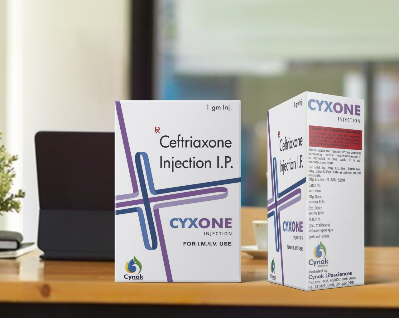 Product Name: CYXONE , Compositions of CYXONE  are ceftriaxone injection - Cynak Healthcare