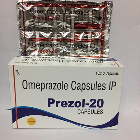 Product Name: PREZOL 20, Compositions of PREZOL 20 are Omeprazole Capsules - Apikos Pharma