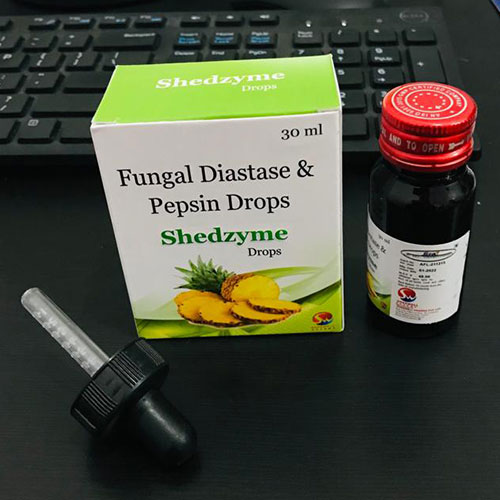 Product Name: Shedzyme, Compositions of Shedzyme are Fungal Diastase & Pepsin Drops - Shedwell Pharma Private Limited
