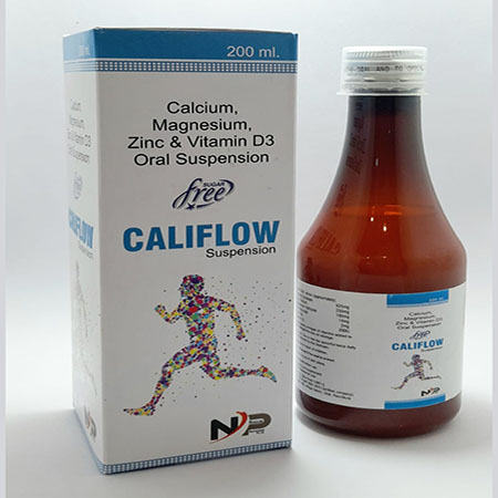 Product Name: Califlow , Compositions of Califlow  are Calcium Magnesuium Zinc & Vitamin D3 Oral Suspension - Noxxon Pharmaceuticals Private Limited