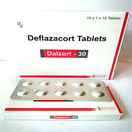Product Name: Dalzort 30, Compositions of Dalzort 30 are Deflazacort Tablets - Levent Biotech Pvt. Ltd