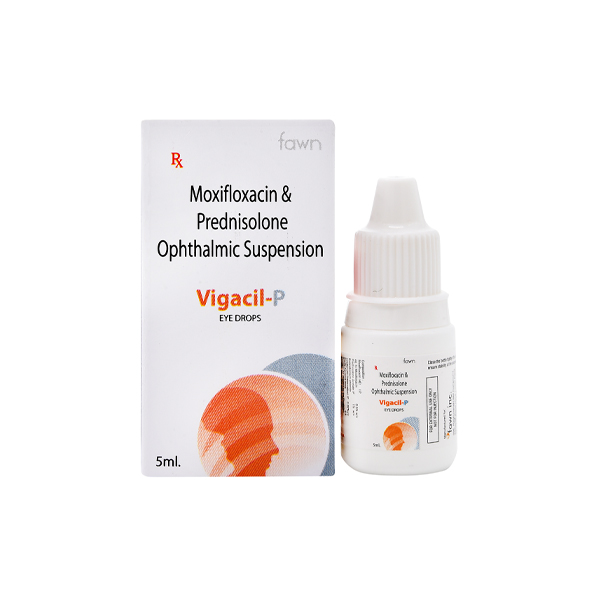 Product Name: VIGACIL P, Compositions of VIGACIL P are Moxifloxacin & Prednisolone Ophthlamic Suspension - Fawn Incorporation