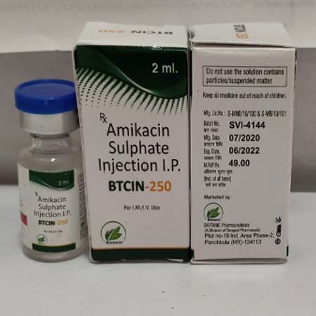 Product Name: Btcin 250, Compositions of Btcin 250 are Amikacin Sulphate Injection I.P. - Biotanic Pharmaceuticals
