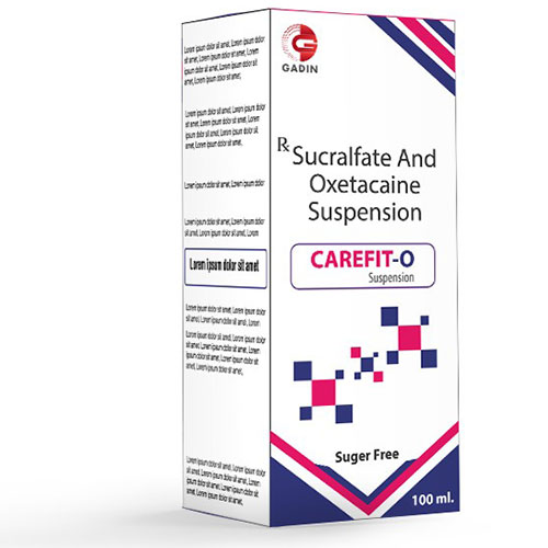 Product Name: CAREFIT O, Compositions of CAREFIT O are SUCRALFATE 1 GM + OXCITACAINE 20 MG - Gadin Pharmaceuticals Pvt. Ltd