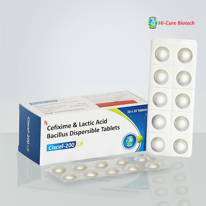 Product Name: CIXCEF 200DTLB, Compositions of CIXCEF 200DTLB are CEFIXIME 200 MG DISPERSIABLE TABLETS + LACTOBACILLUS - Reomax Care