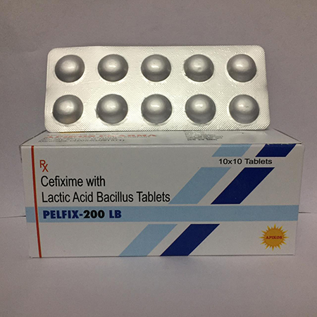 Product Name: PELFIX 200 LB, Compositions of PELFIX 200 LB are Cefixime with Lactic Acid Bacillus Tablets - Apikos Pharma