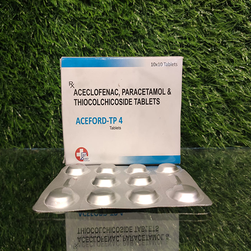 Product Name: Axford Tp 4, Compositions of Axford Tp 4 are Aceclofenac,Paracetamol & Thiocolchicoside Tablets - Crossford Healthcare